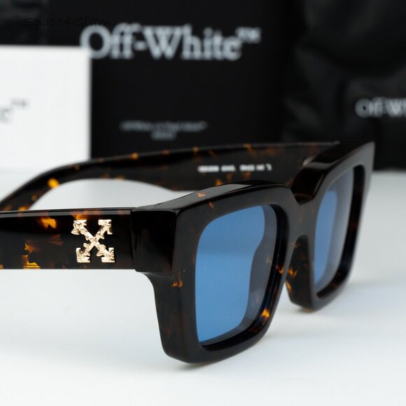Off-White Women Sunglasses Havana Blue Square OERI008 VIRGIL 6045 NEW AUTHENTIC main image 8
